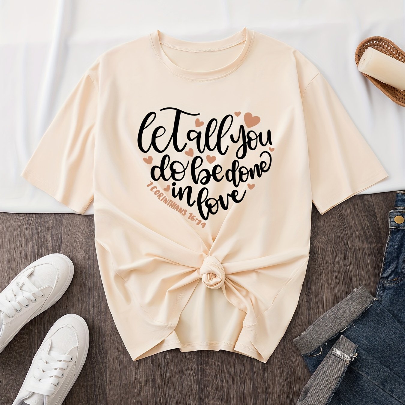 Let All You Do Be Done In Love Plus Size Women's Christian T-shirt claimedbygoddesigns