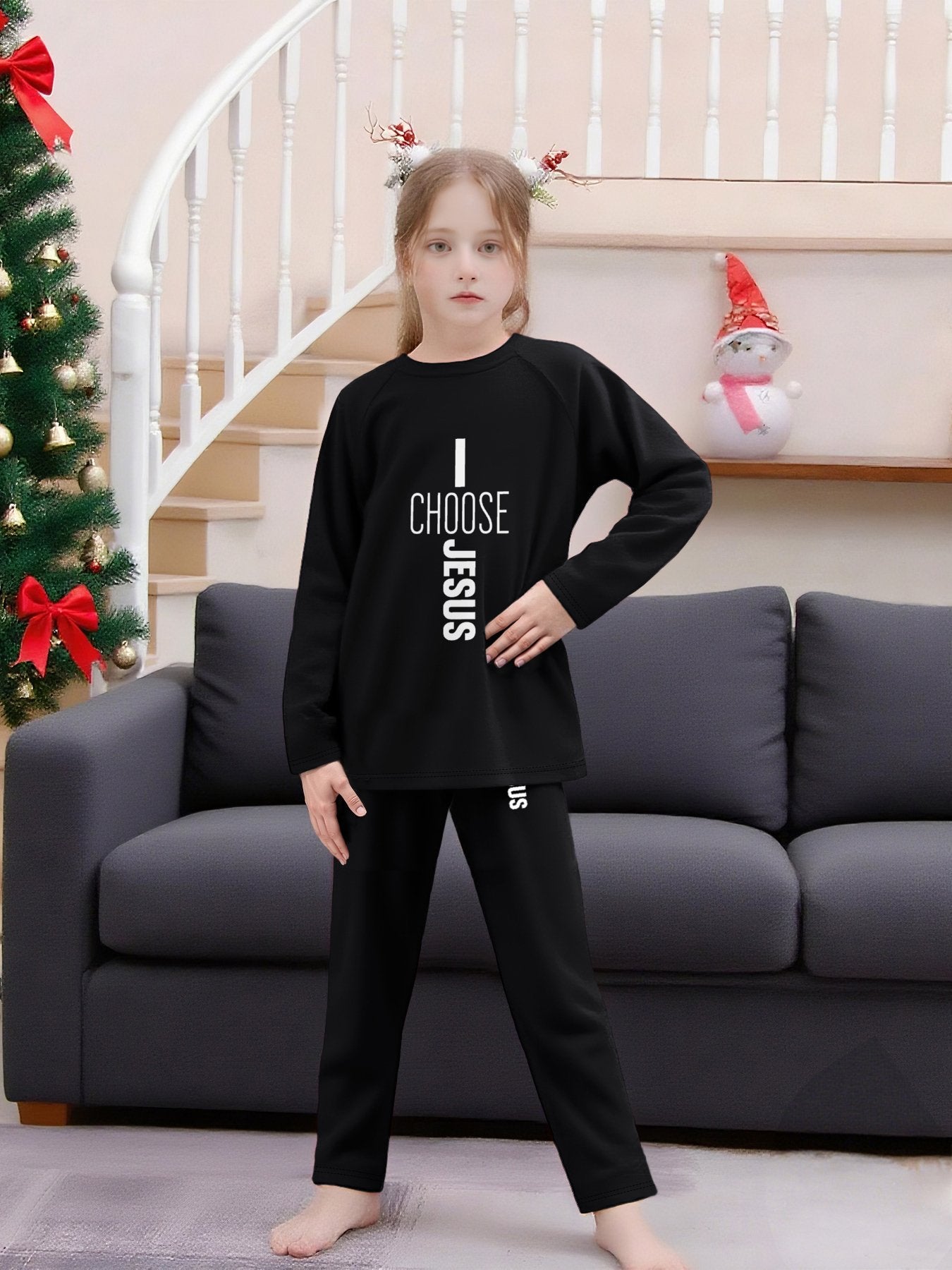 I Choose Jesus Youth Christian Plaid Pajamas