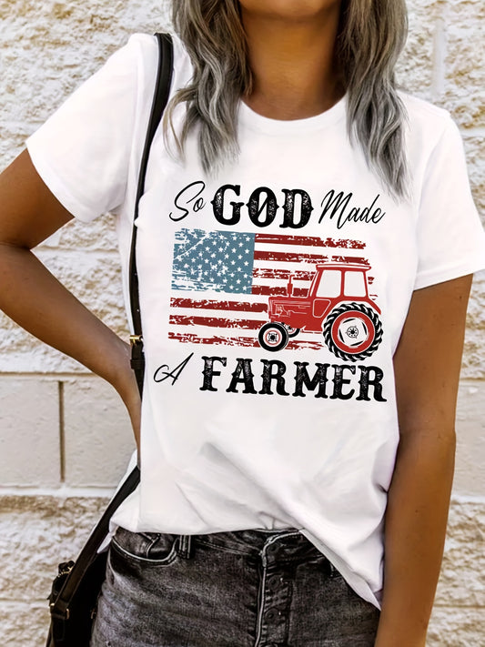 So God Made A Farmer Women's Christian T-shirt claimedbygoddesigns