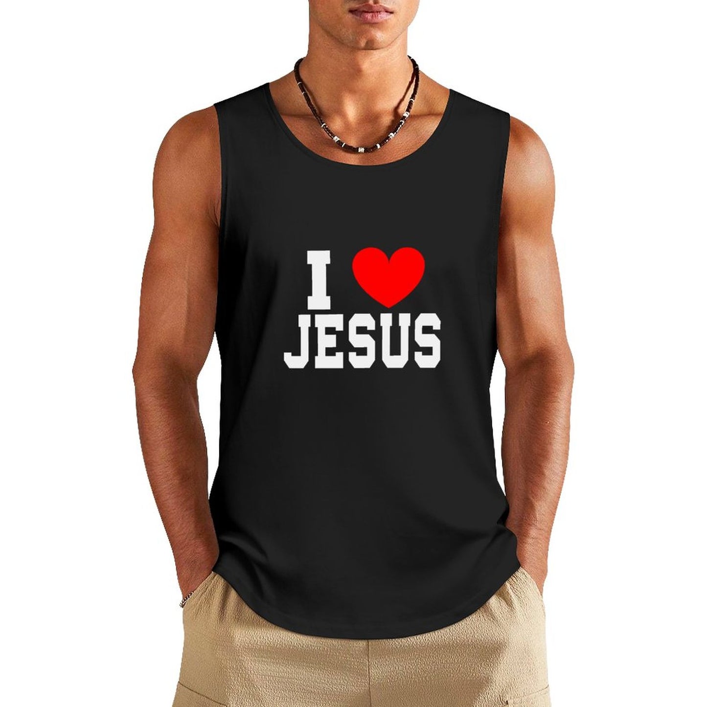 I Love Jesus Men's Christian Cotton Tank Top