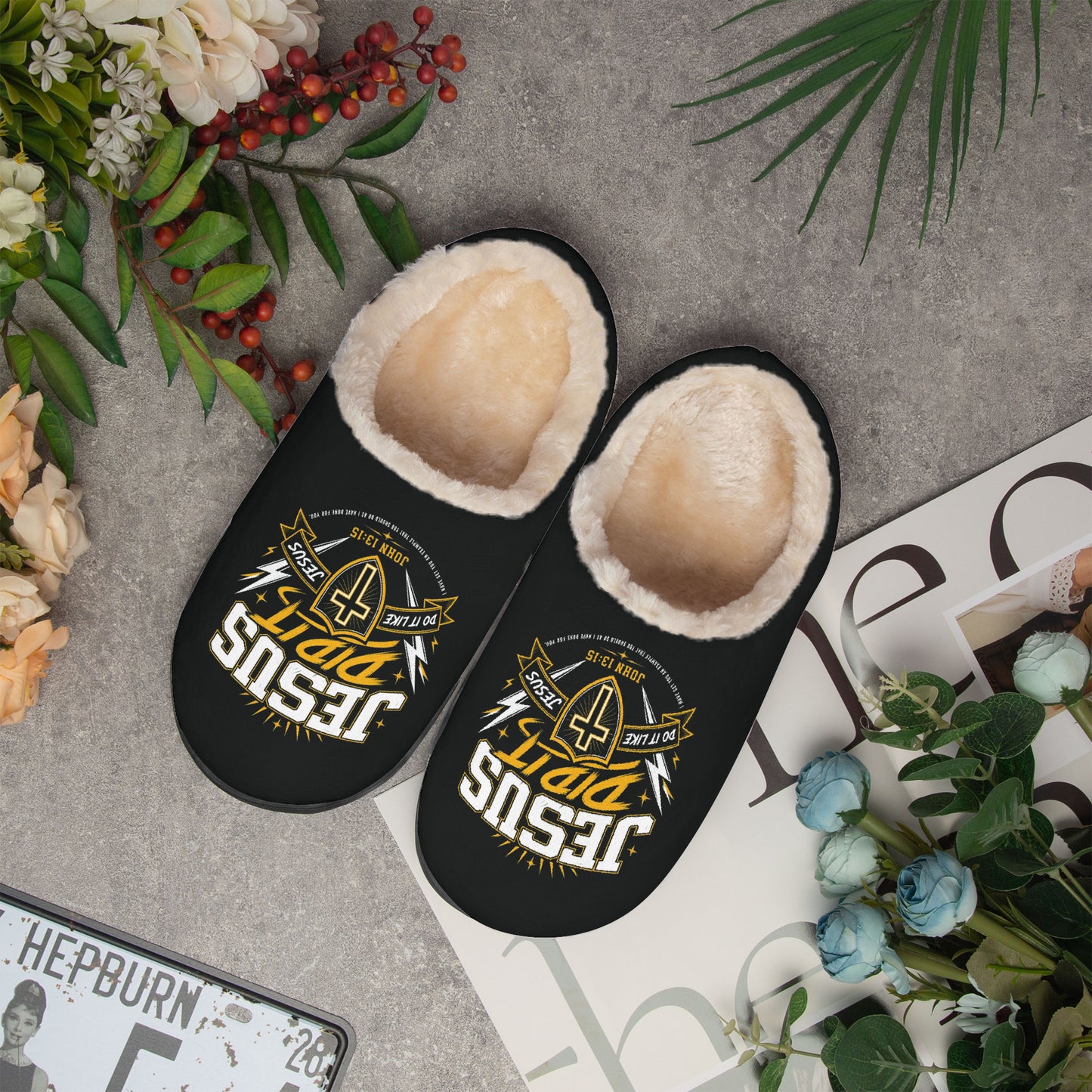 Jesus Did It 2.0 Christian Fluffy Bedroom Slippers - ClaimedbyGodDesigns