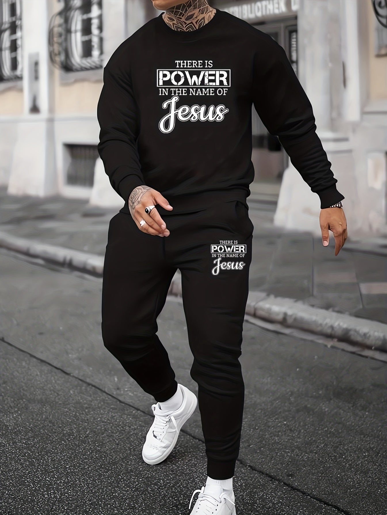 There Is Power In The Name Of Jesus Men's Christian Casual Outfit claimedbygoddesigns