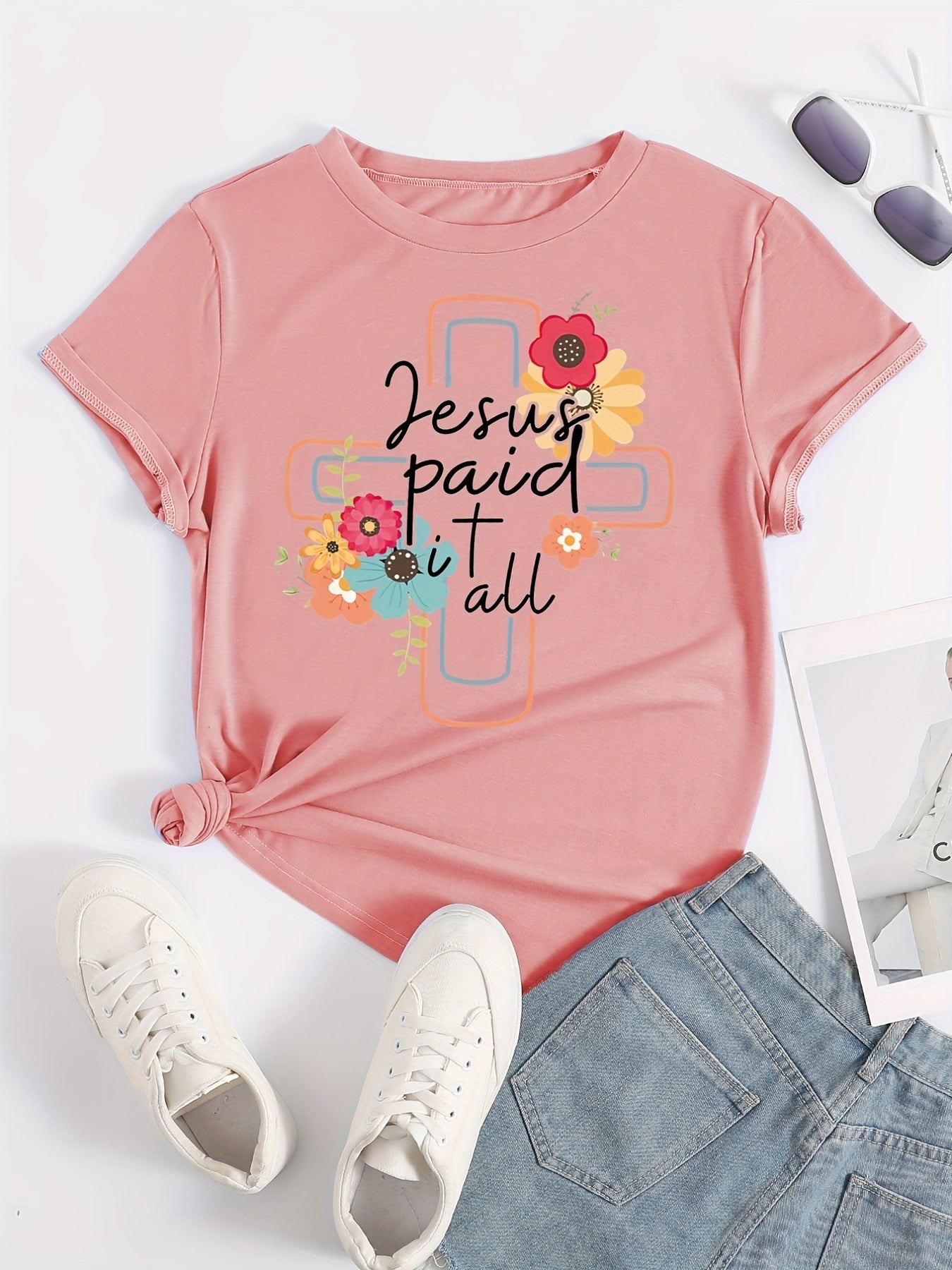 Jesus Paid It All Women's Christian T-Shirt claimedbygoddesigns