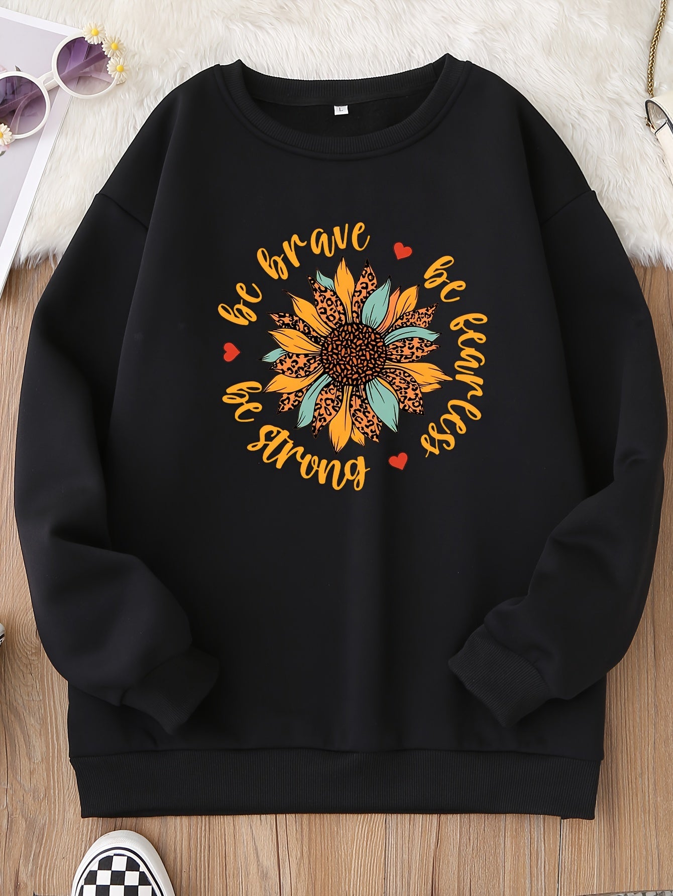 Be Brave Be Fearless Be Strong Women's Christian Pullover Sweatshirt claimedbygoddesigns