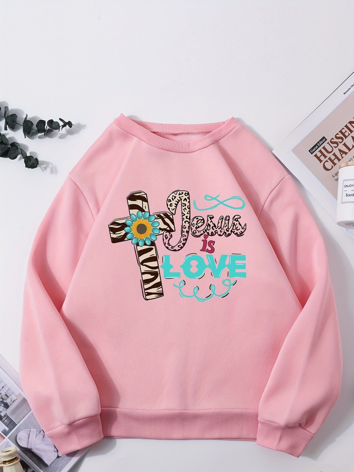 Jesus Is Love Youth Christian Pullover Sweatshirt claimedbygoddesigns