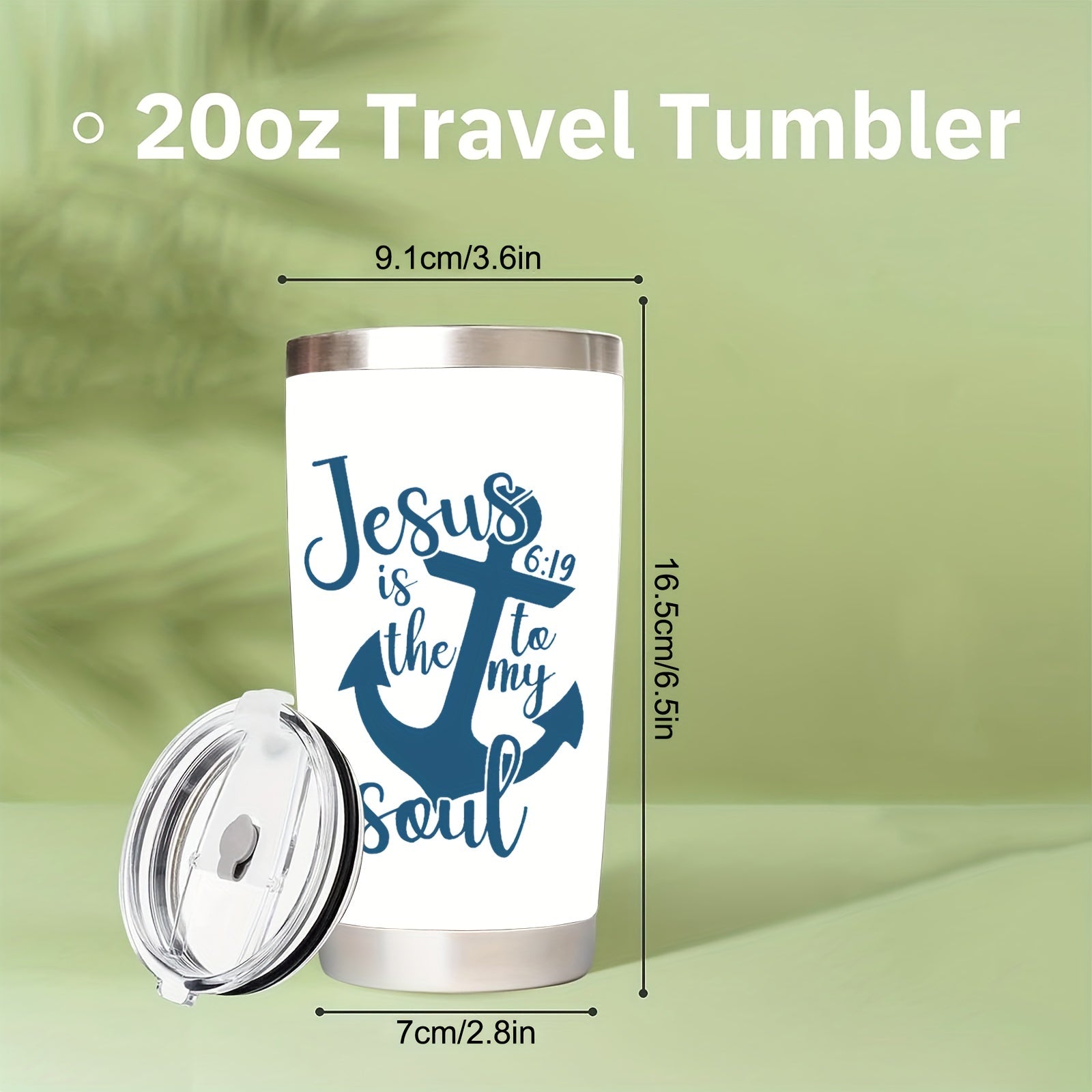 Jesus Is The Anchor To My Soul Stainless Steel Insulated Christian Tumbler 20oz claimedbygoddesigns