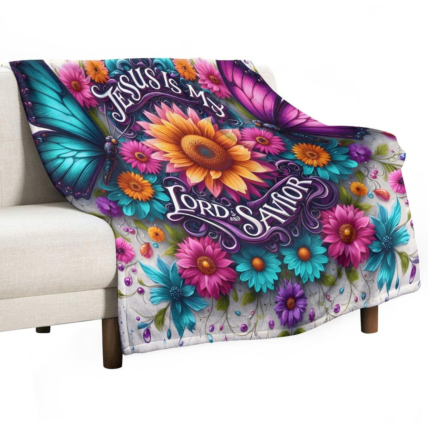 Jesus Is My Lord And Savior Christian Flannel Throw Blanket