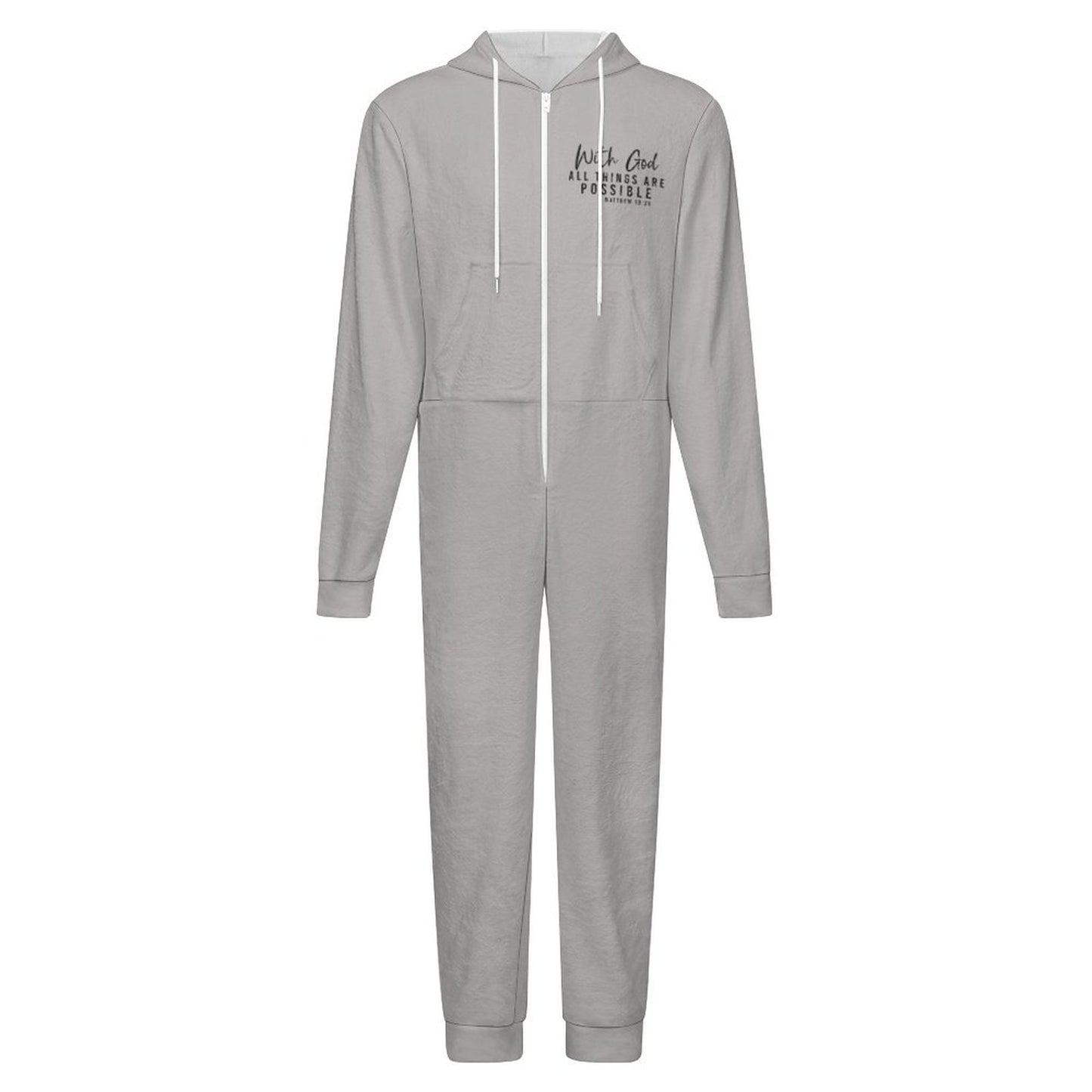 All Things Are Possible Men's Christian Flannel Zip up Jumpsuit Pajama Jumpsuit