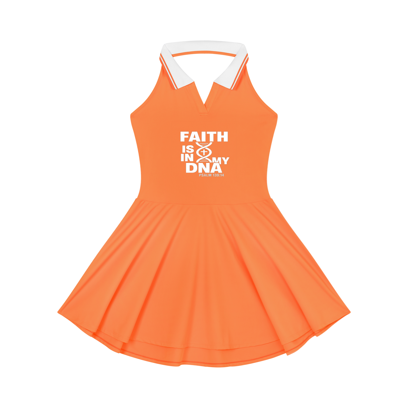Faith Is In My DNA Women's Christian Collared Halter A-Line Tennis Dress