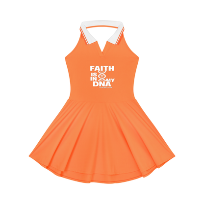 Faith Is In My DNA Women's Christian Collared Halter A-Line Tennis Dress