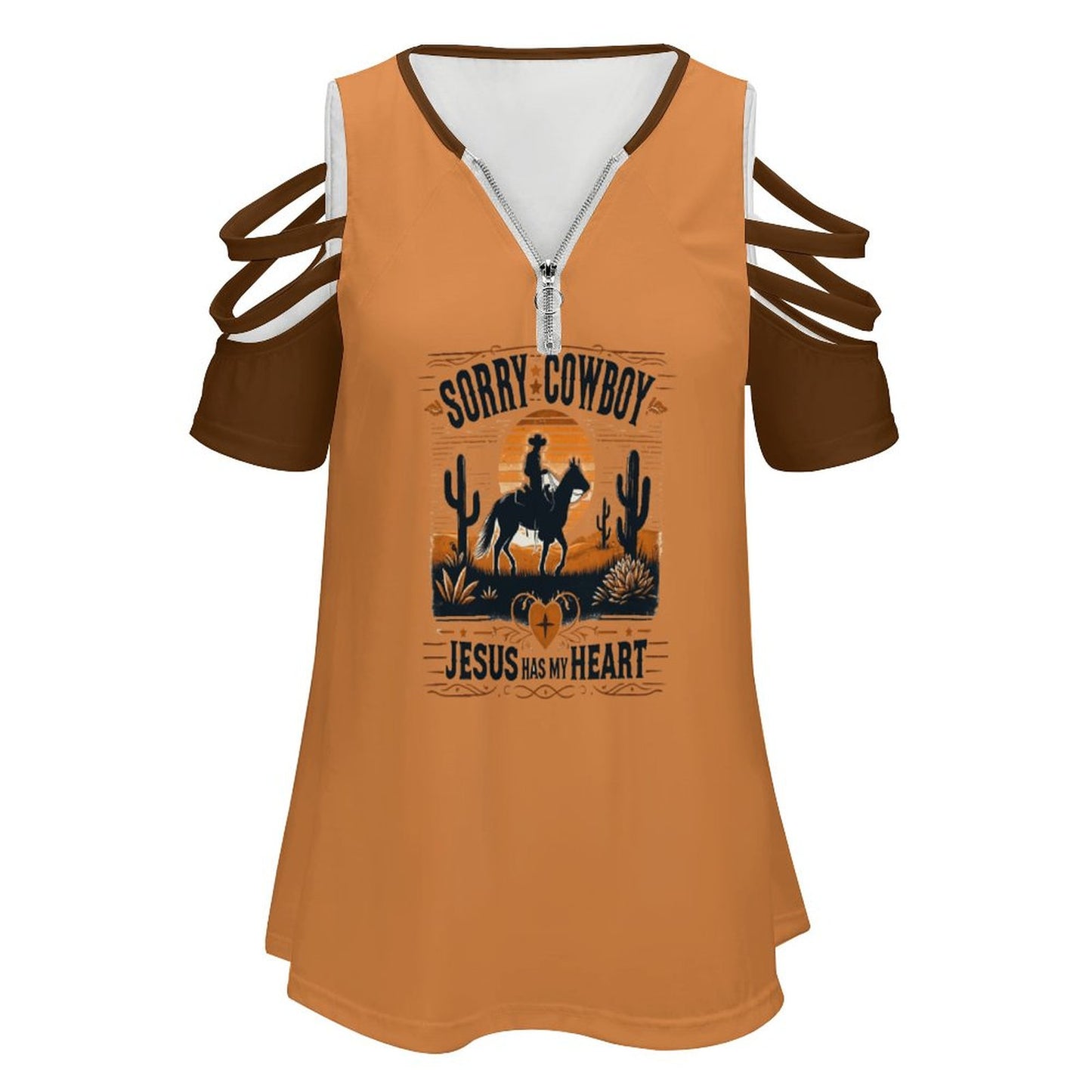 Sorry Cowboy Jesus Has My Heart Women's Christian T-Shirt SALE-Personal Design
