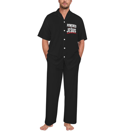 Powered By Jesus Men's Christian Pajamas Men's V - Neck Pajama Set - ClaimedbyGodDesigns