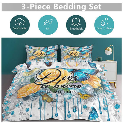 Dios Es Bueno Spanish 3-Piece Christian Comforter Bedding Set