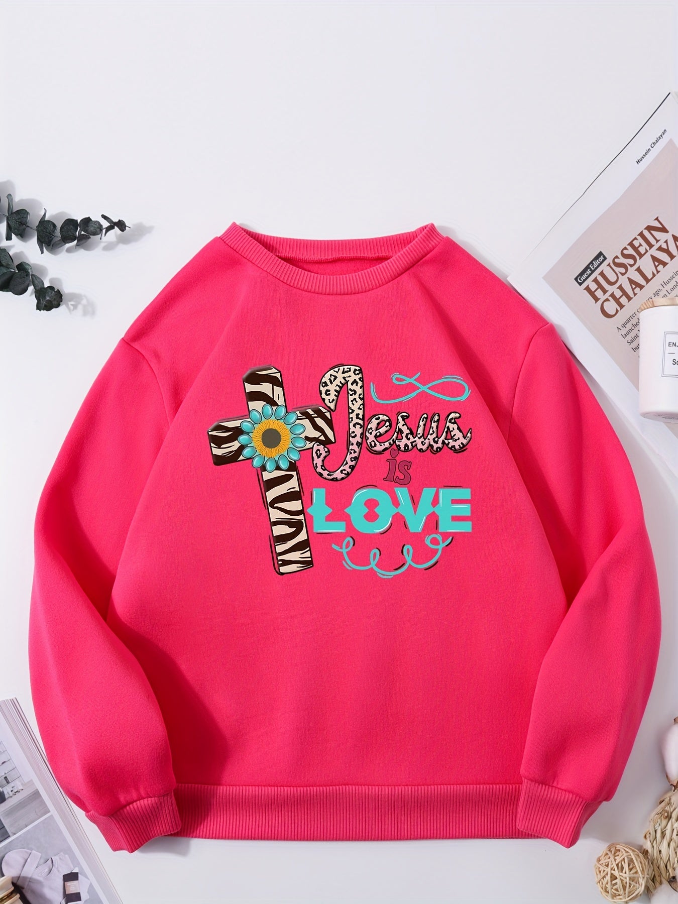 Jesus Is Love Youth Christian Pullover Sweatshirt claimedbygoddesigns