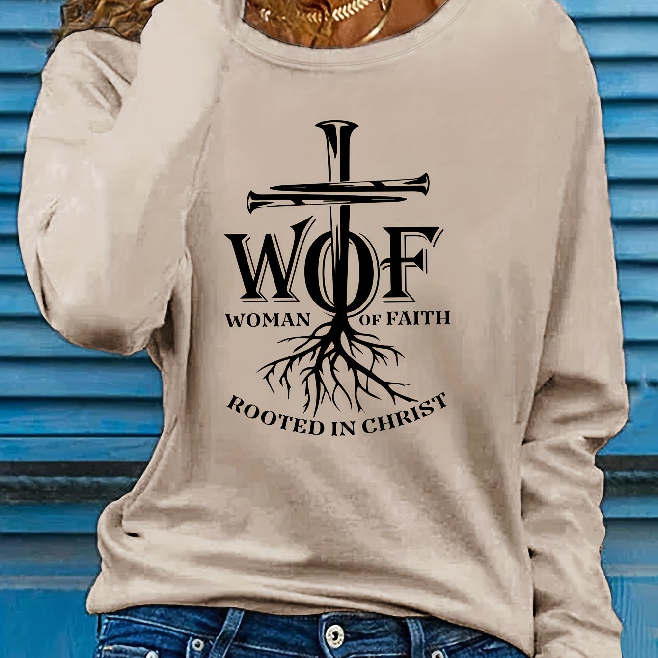 Woman Of Faith Rooted In Christ Women's Christian Pullover Sweatshirt claimedbygoddesigns