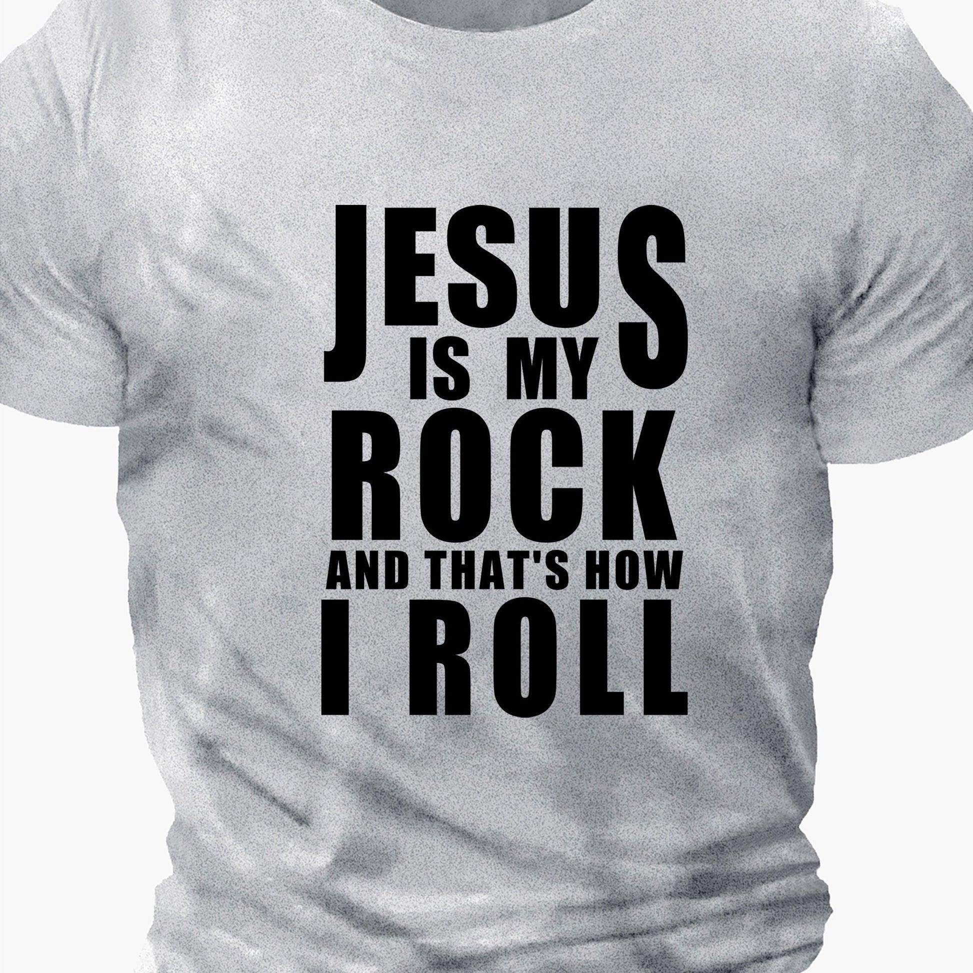 Jesus Is My Rock And That's How I Roll Plus Size Men's Christian T-shirt claimedbygoddesigns