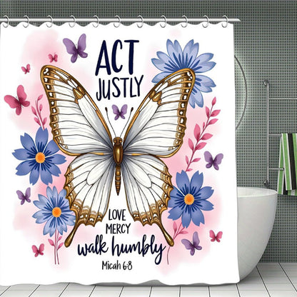 Act Justly Christian Waterproof Shower Curtain