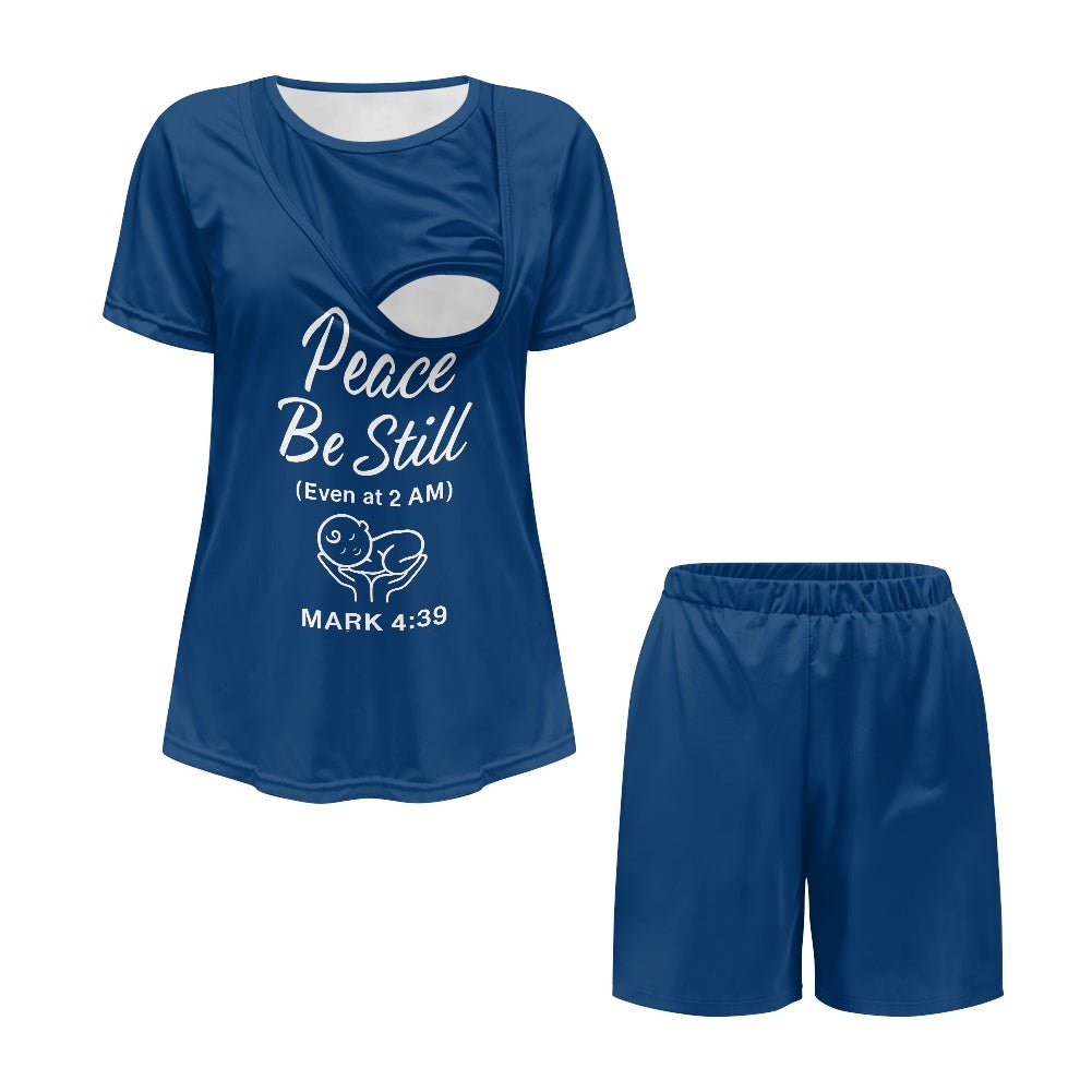 Peace Be Still Christian Maternity Short Sleeve Pajama Set - ClaimedbyGodDesigns