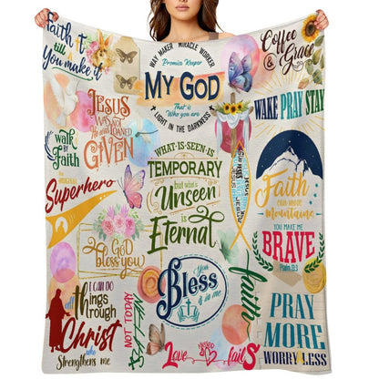 Bible Verse Christian Flannel Throw Blanket
