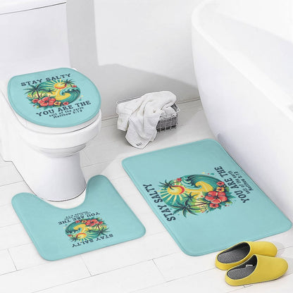 Stay Salty Christian Shower Curtain Set with a bath rug, a contour rug and a toilet lid - ClaimedbyGodDesigns
