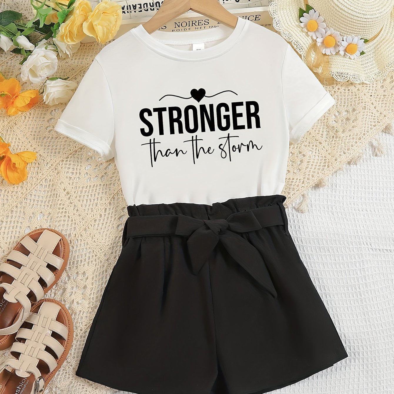 STRONGER THAN THE STORM Youth Christian Casual Outfit claimedbygoddesigns