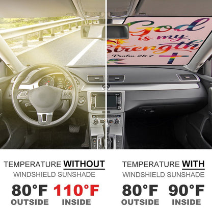 He Is My Strength Christian Car SunShade - ClaimedbyGodDesigns