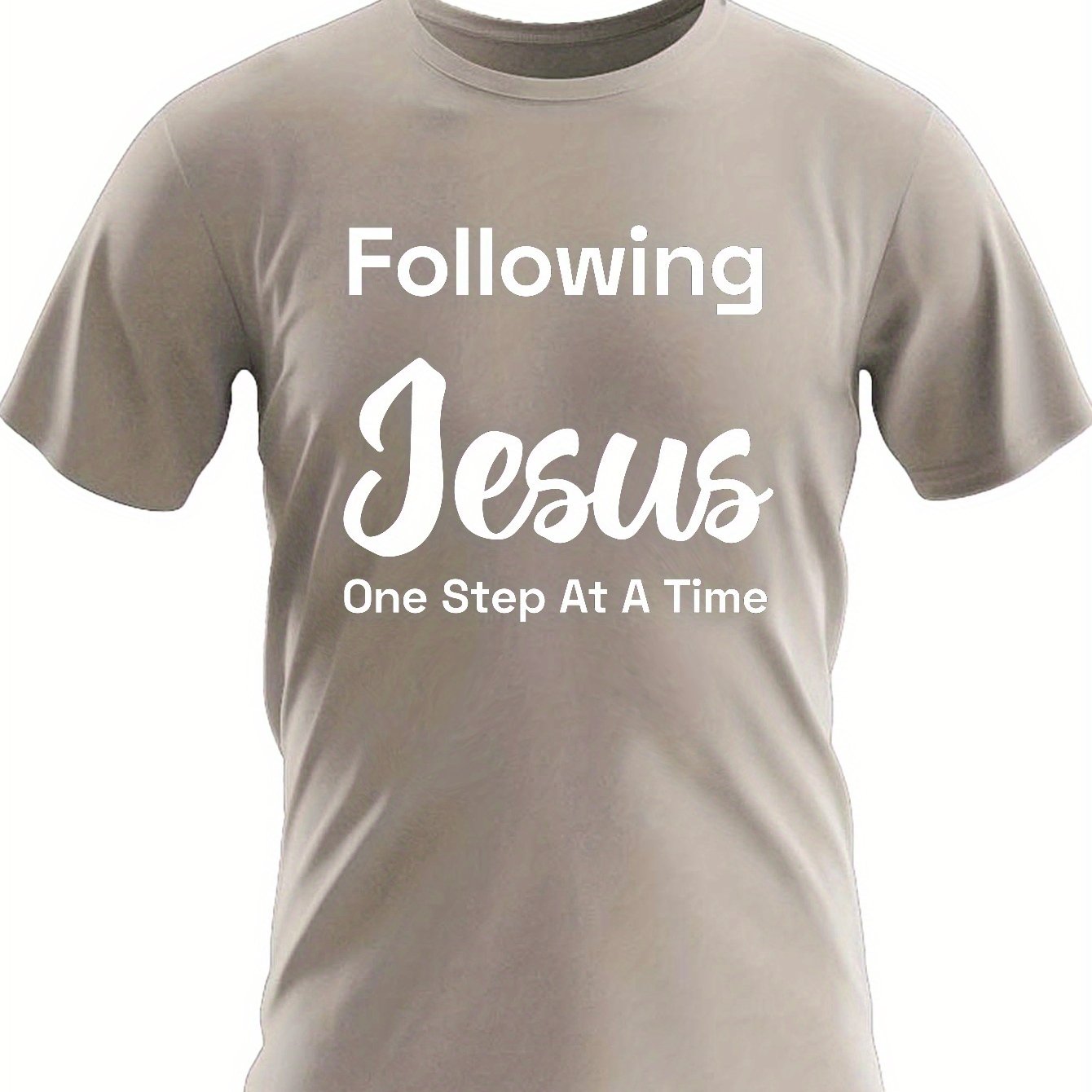 Following Jesus One Step At A Time Men's Christian T-shirt claimedbygoddesigns
