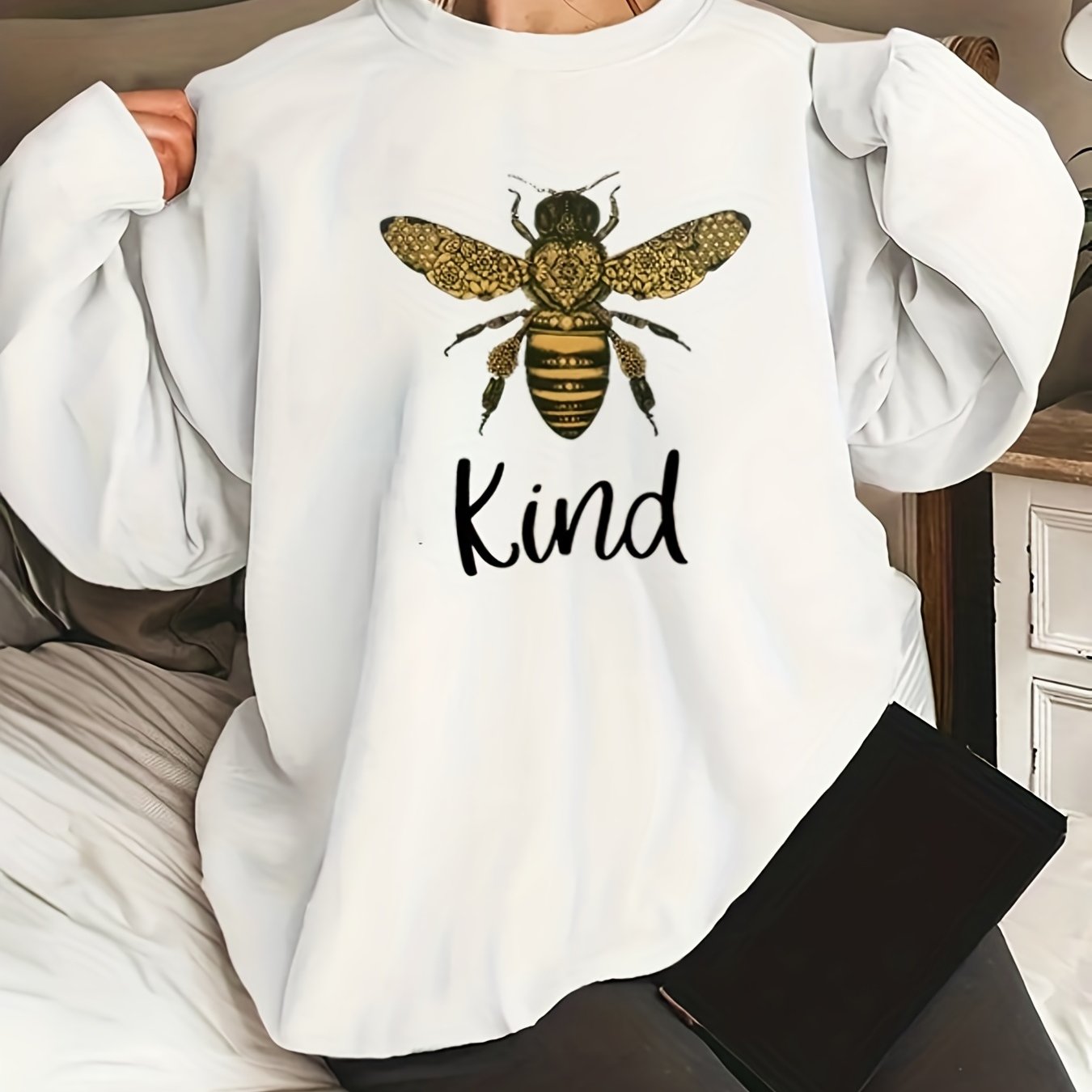 Bee Kind Plus Size Women's Christian Pullover Sweatshirt claimedbygoddesigns