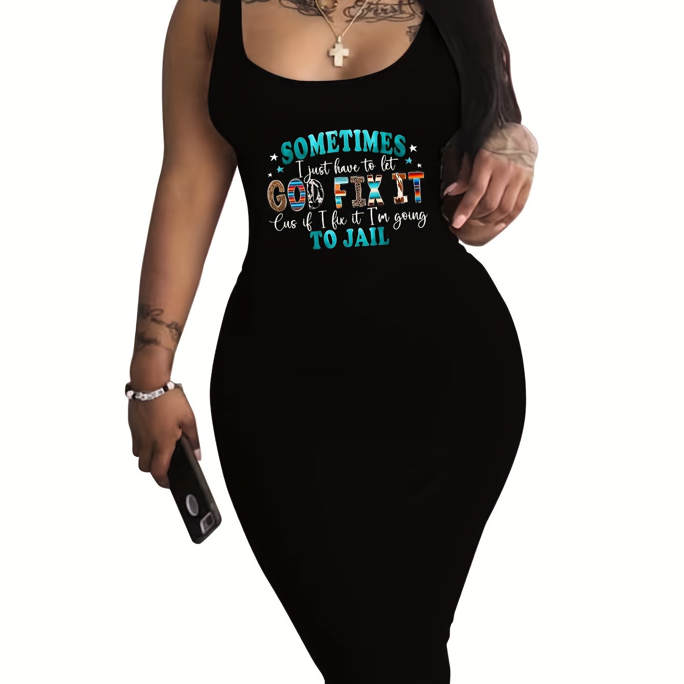 Sometimes I Just Have To Let God Fix It Plus Size Women's Christian Casual Dress claimedbygoddesigns