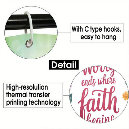 Worry Ends Where Faith Begins Christian Waterproof Shower Curtain