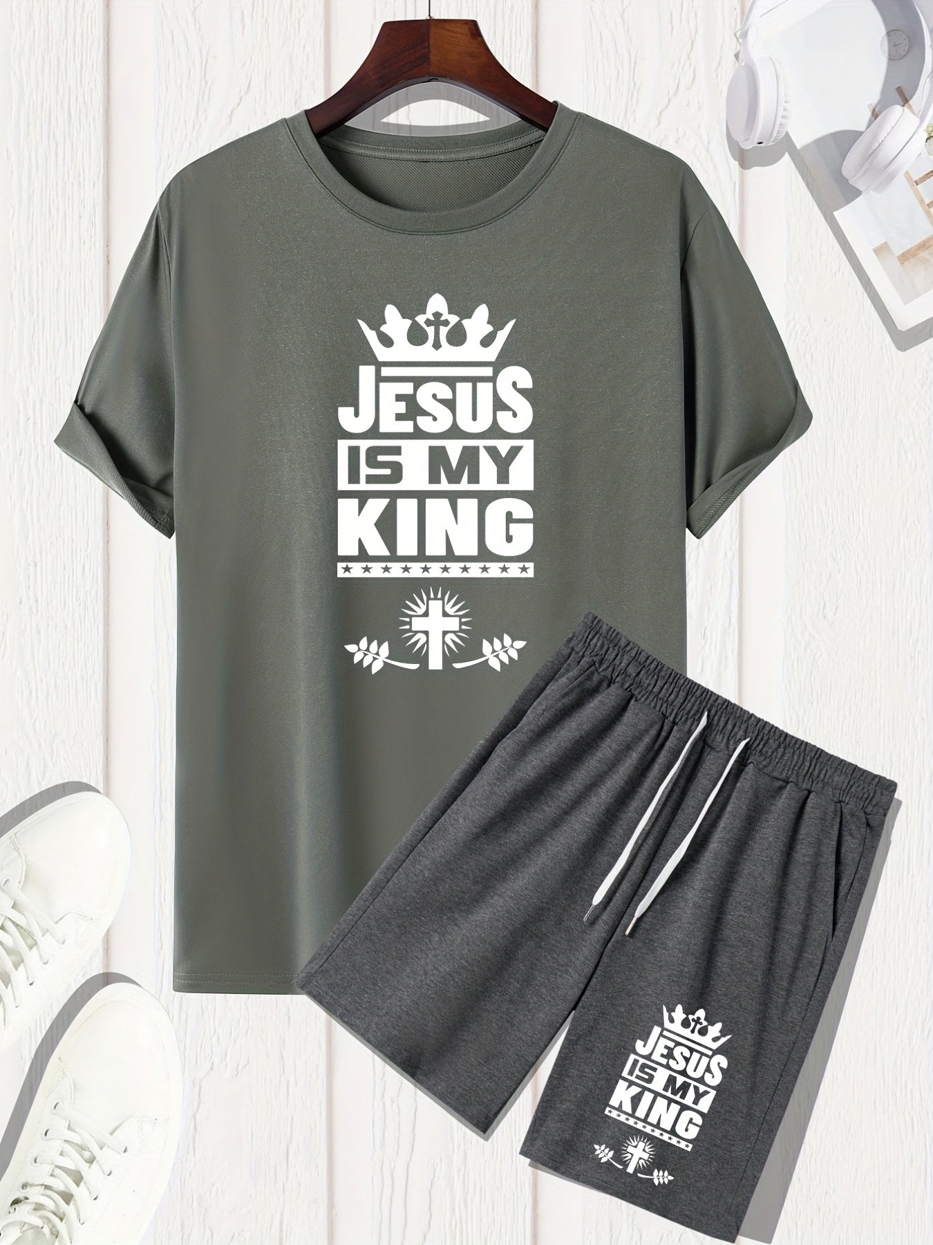 JESUS IS MY KING Men's Christian Casual Outfit claimedbygoddesigns