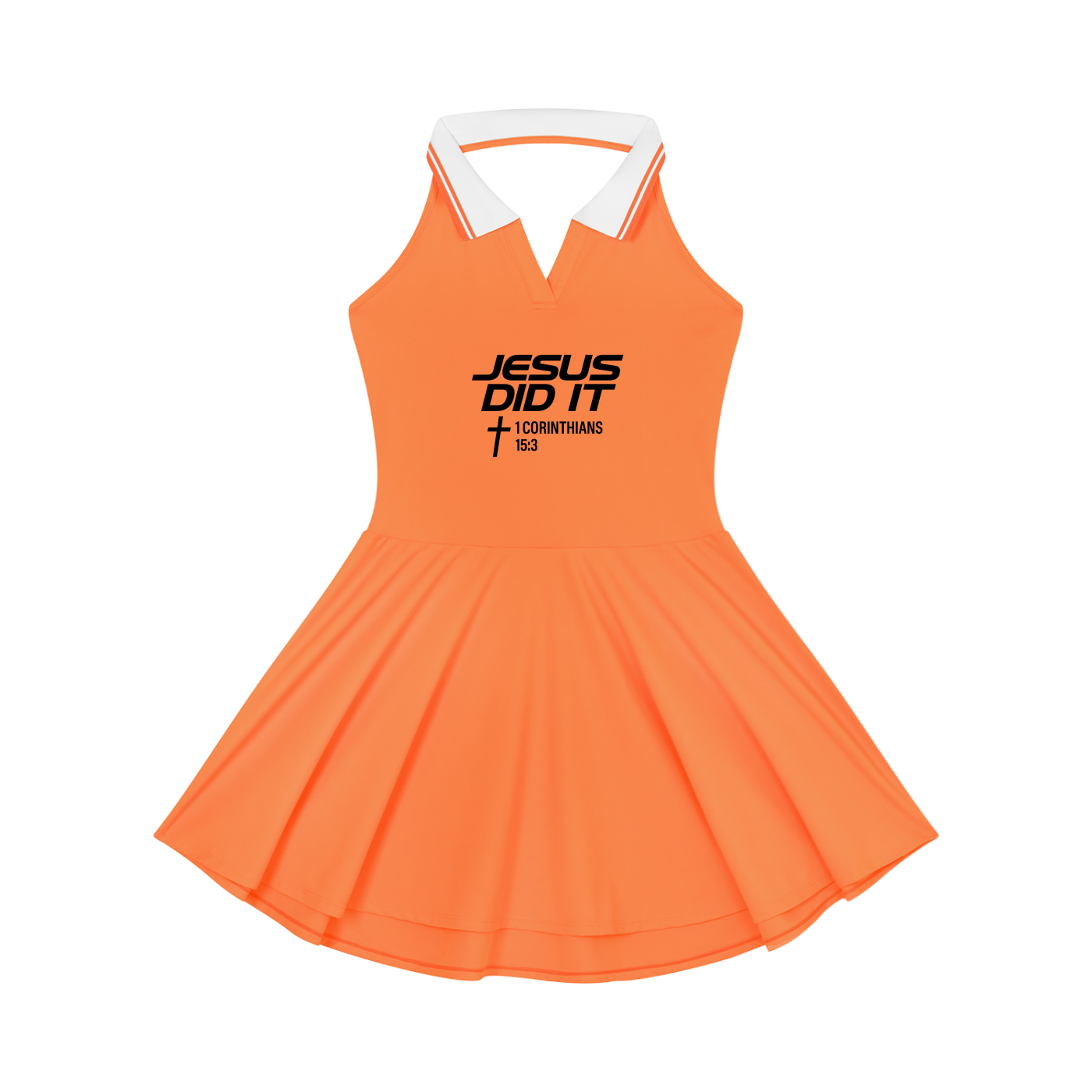 Jesus Did It Women's Christian Collared Halter A-Line Tennis Dress