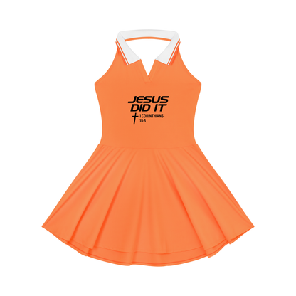 Jesus Did It Women's Christian Collared Halter A-Line Tennis Dress