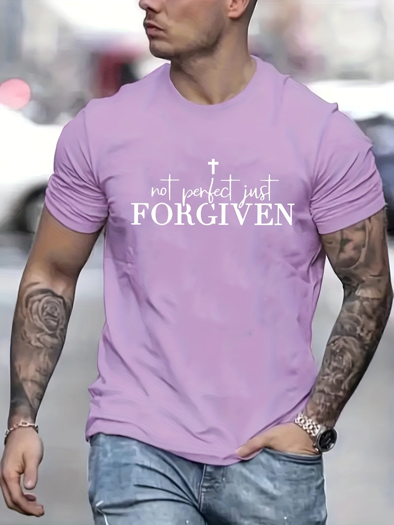 Not Perfect Just Forgiven Men's Christian T-shirt claimedbygoddesigns