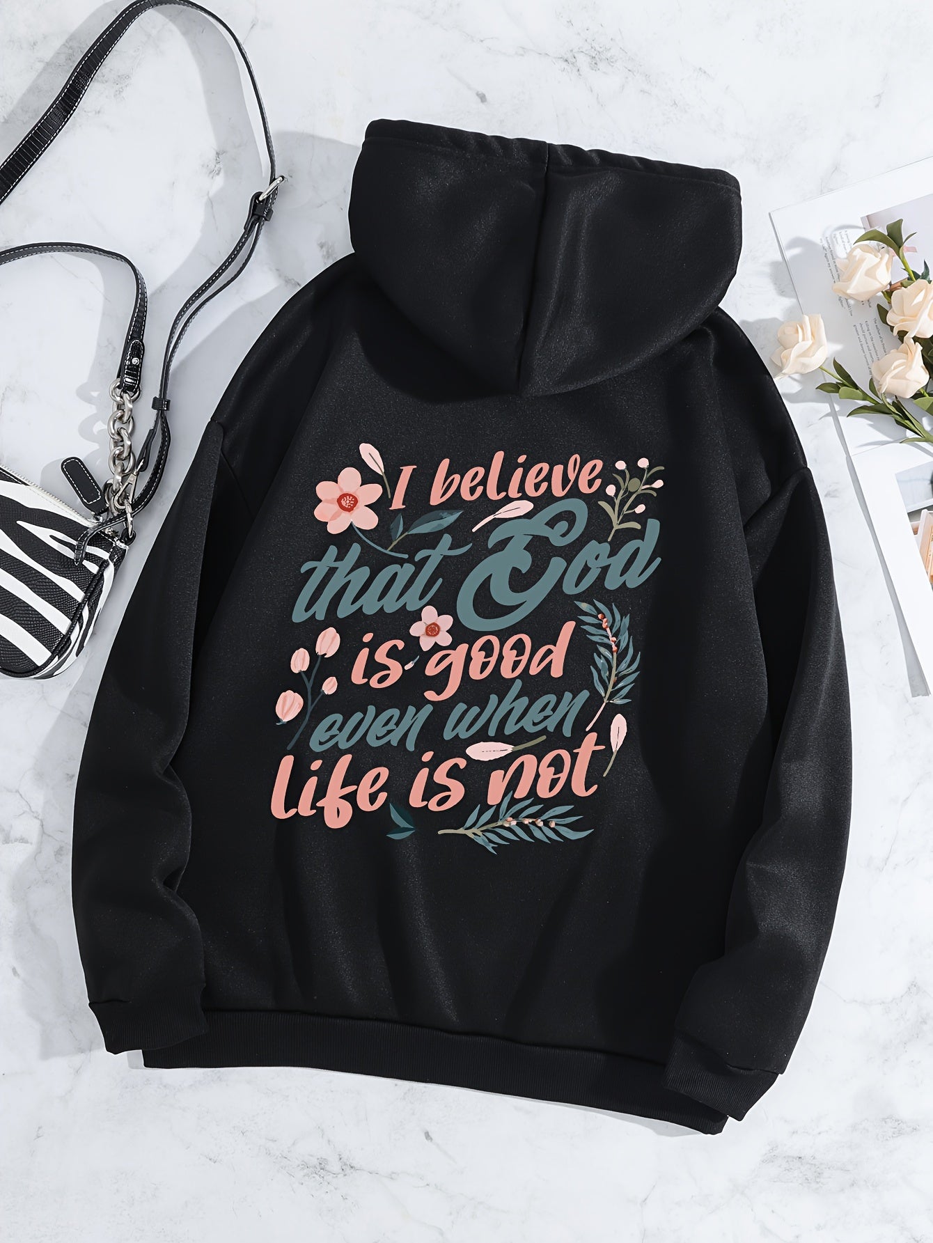 I Believe That God Is Good Even When Life Is Not Plus Size Women's Christian Pullover Hooded Sweatshirt claimedbygoddesigns