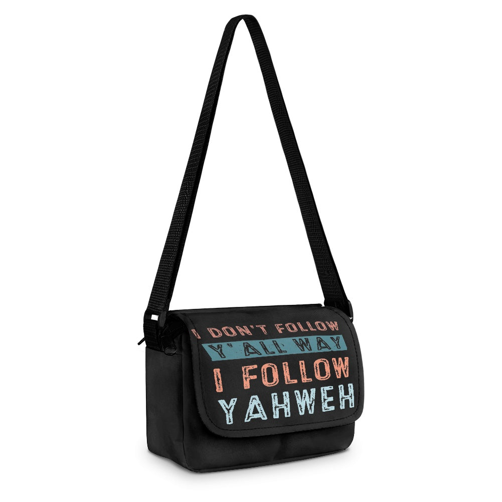 I Don't Follow Y'all Way I Follow Yahweh Christian Kids Flap Crossbody Bag