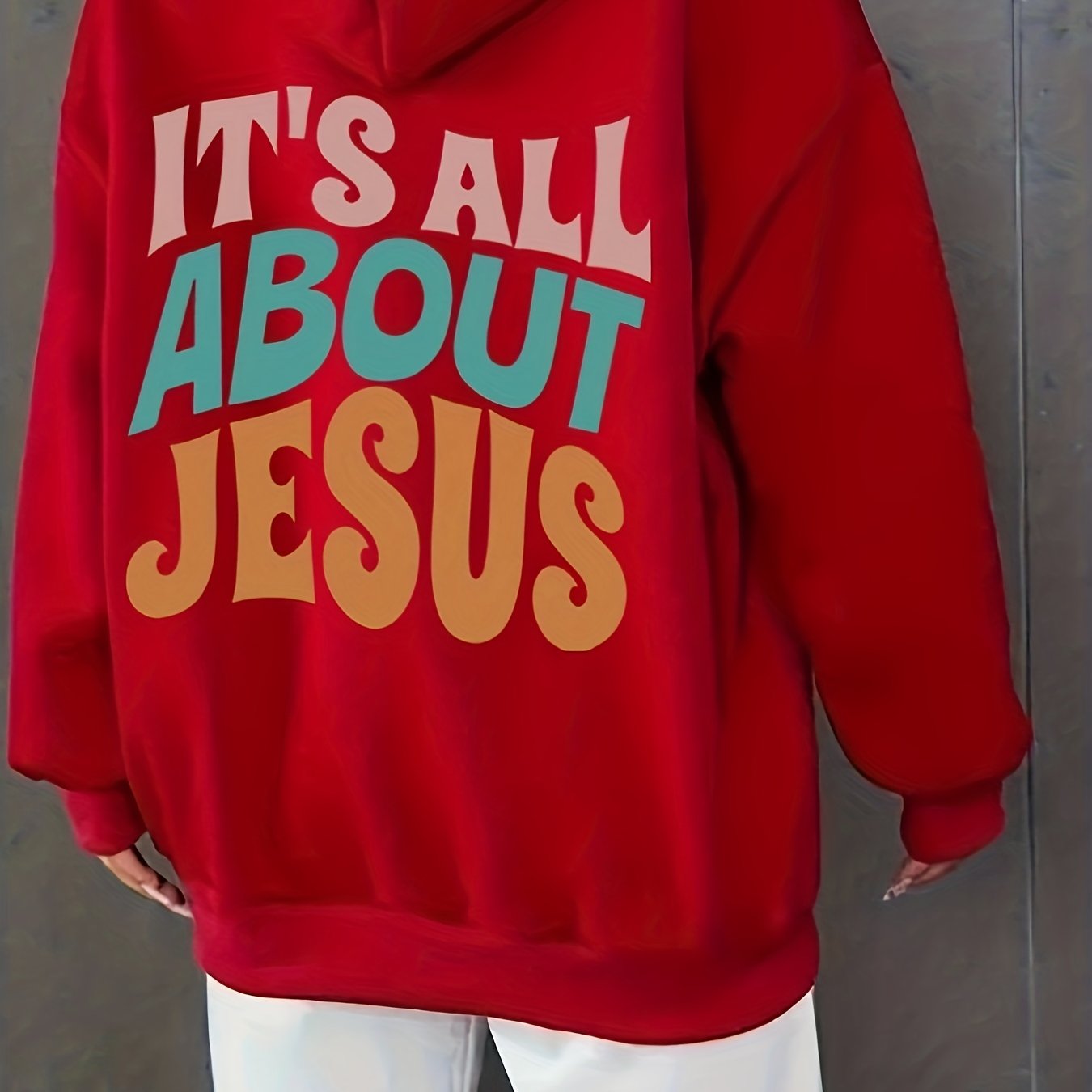 It's All About Jesus Women's Christian Pullover Hooded Sweatshirt claimedbygoddesigns