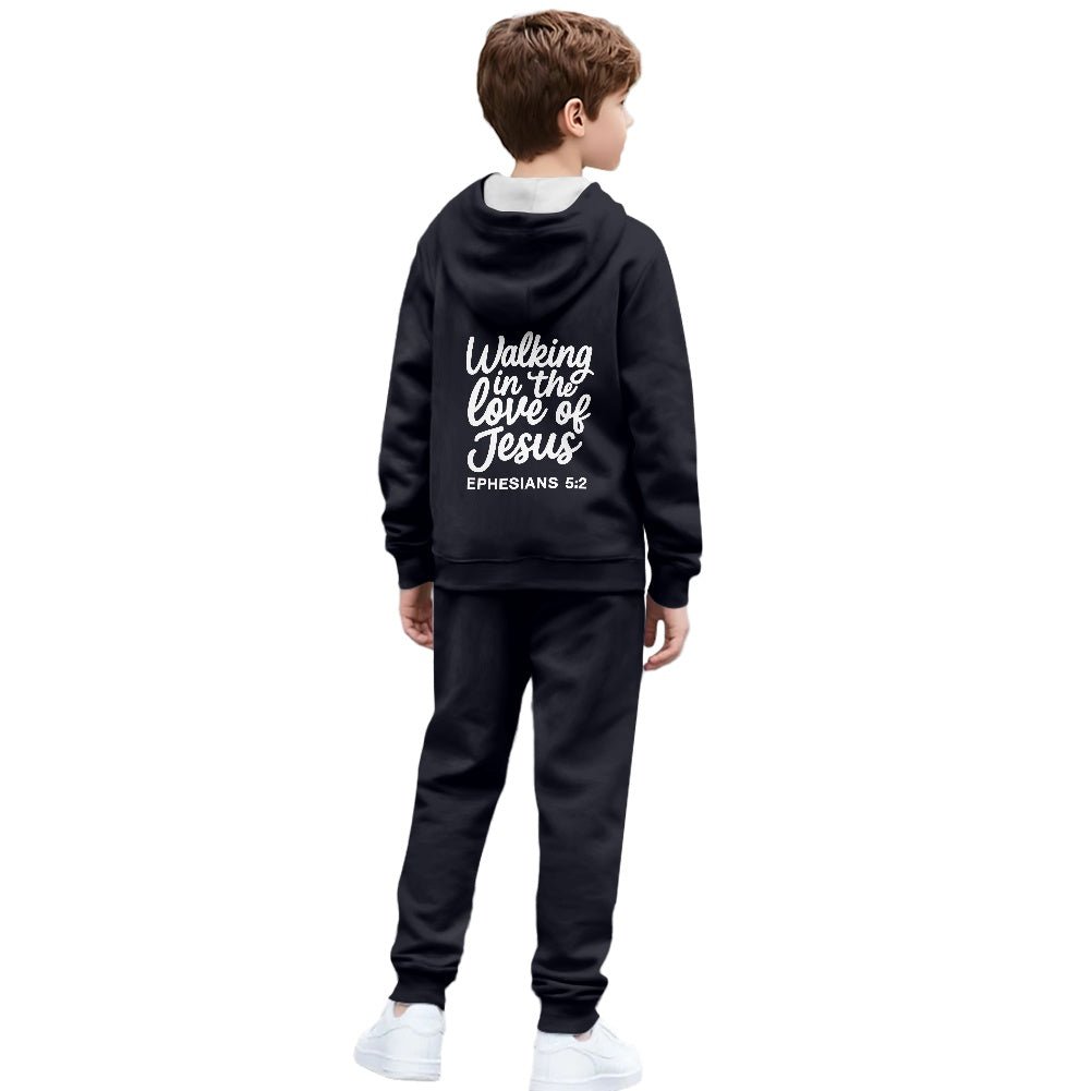 Walking In His Love Youth Christian Zippered Sportswear Outfit - ClaimedbyGodDesigns