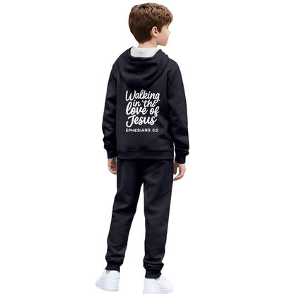 Walking In His Love Youth Christian Zippered Sportswear Outfit - ClaimedbyGodDesigns
