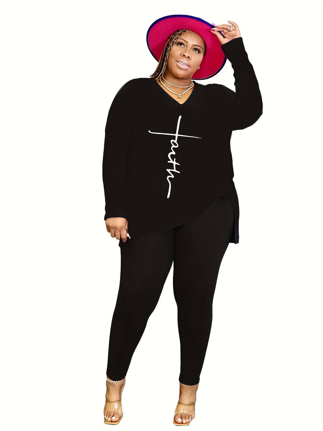 Faith Plus Size Women's Christian Casual Outfit claimedbygoddesigns