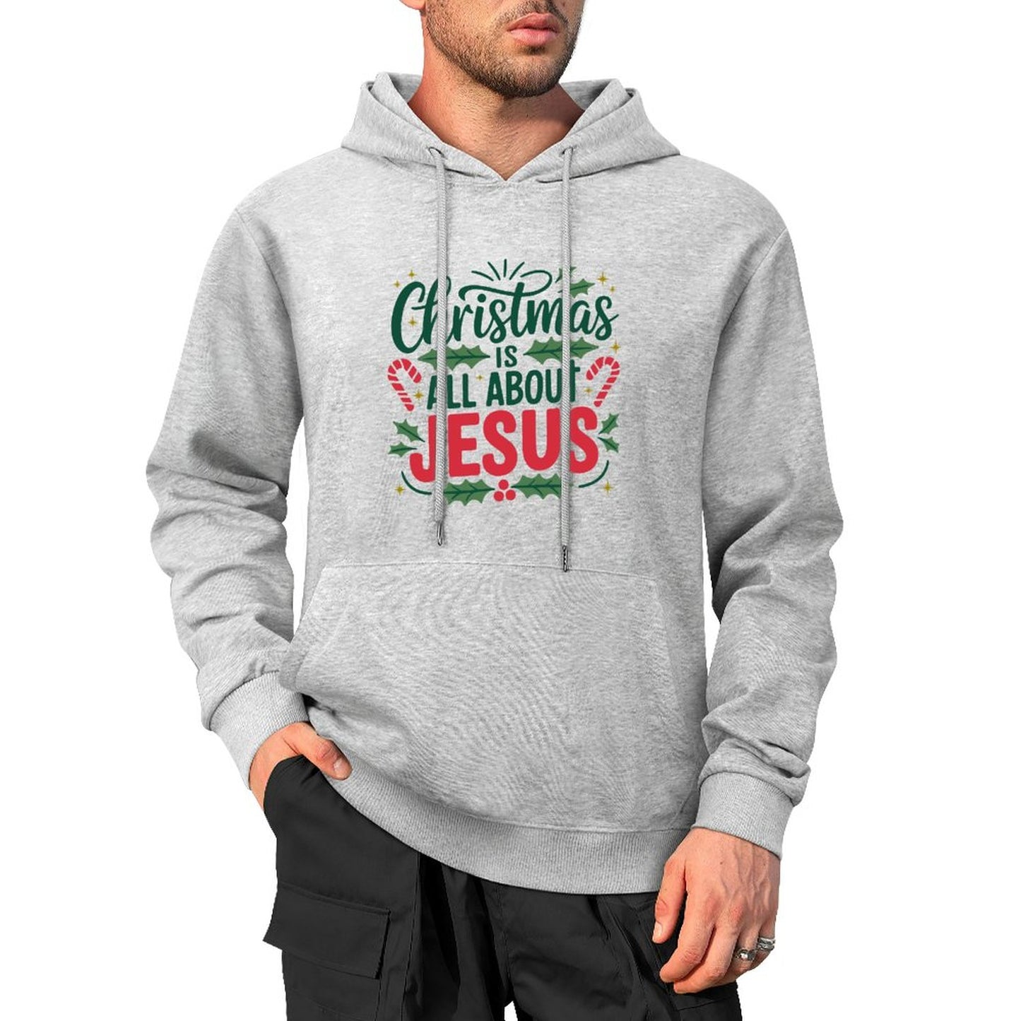 Christmas Is All About Jesus Men's Christian Pullover Hooded Sweatshirt