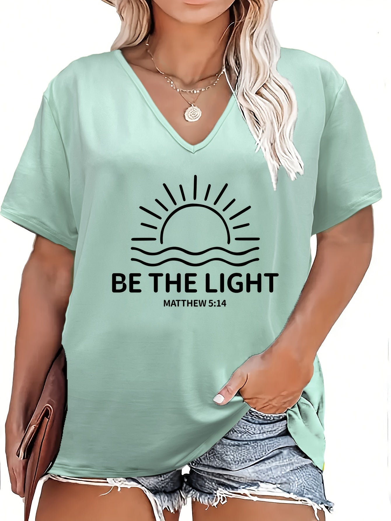 Be The Light Plus Size Women's Christian T-Shirt claimedbygoddesigns
