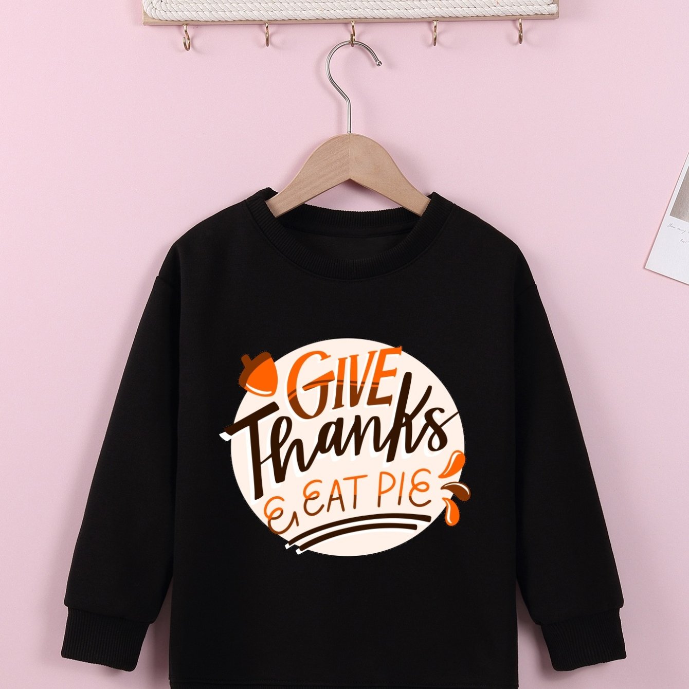 Give Thanks & Eat Pie (thanksgiving themed) Youth Christian Pullover Sweatshirt claimedbygoddesigns