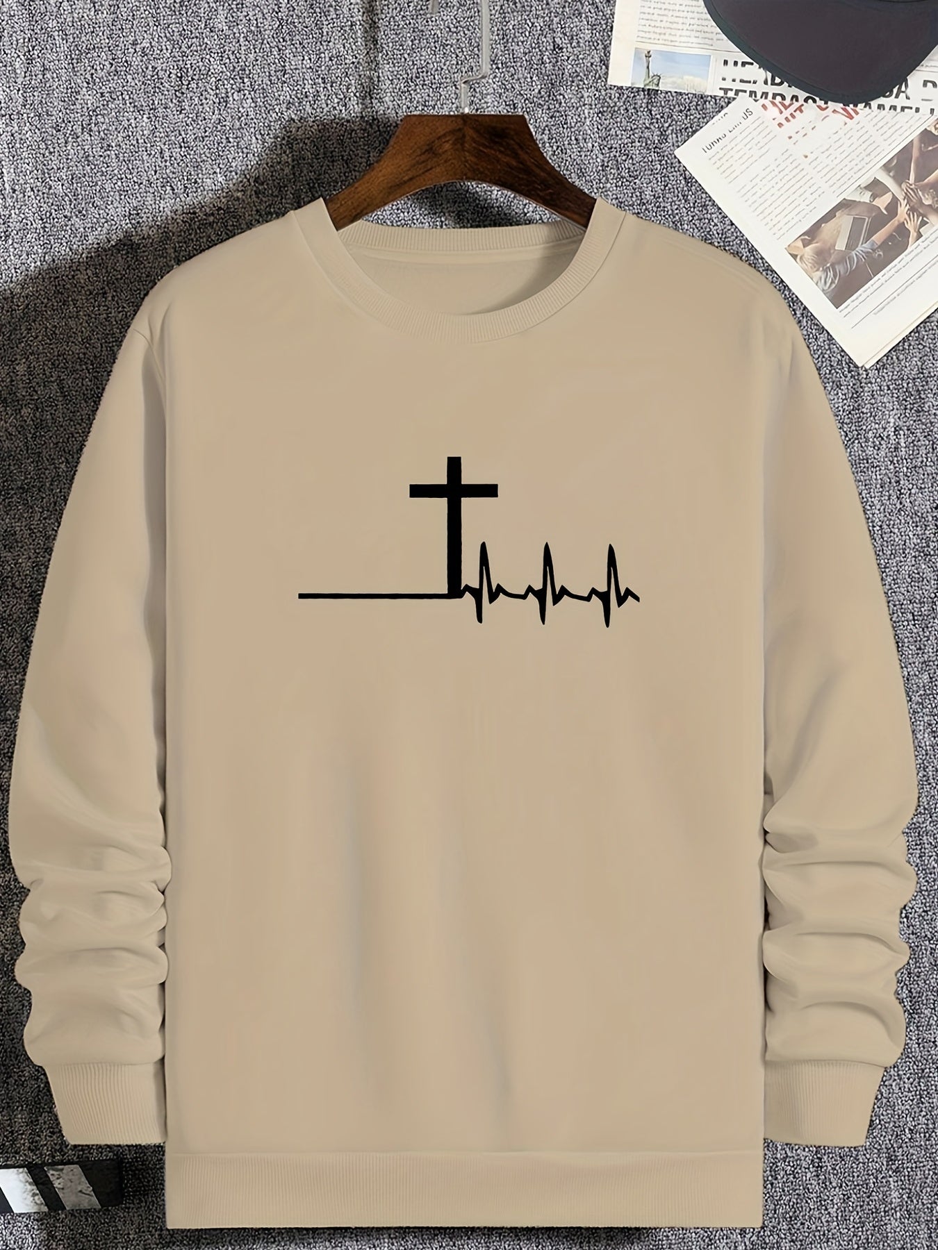 The Cross Is My Lifeline Plus Size Men's Christian Pullover Sweatshirt claimedbygoddesigns
