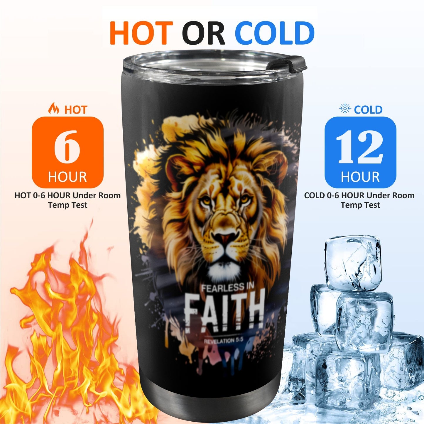 Fearless In Faith 20oz Mobile Christian Tumbler with Lid (Black Lock)
