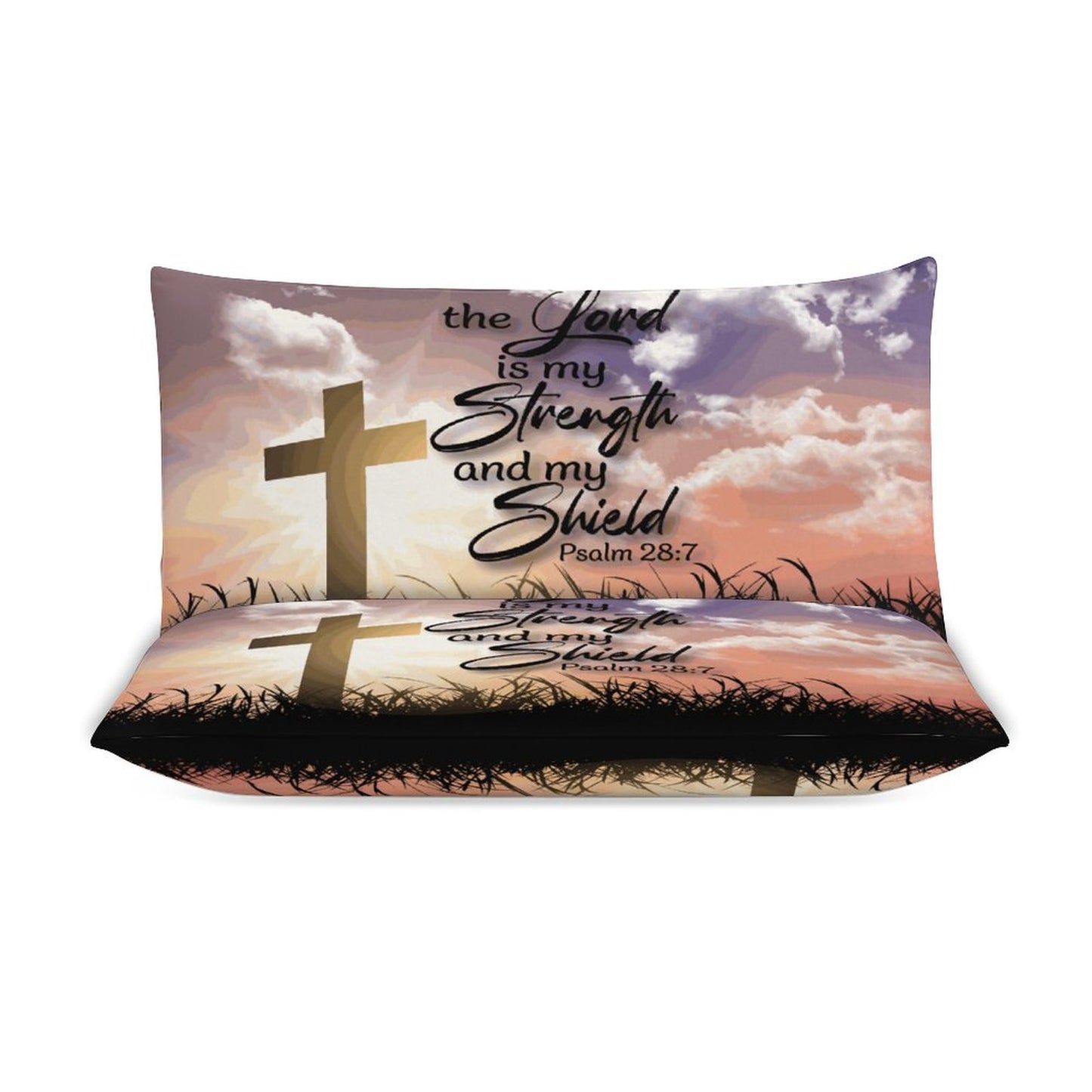 The Lord Is My Strength And My Shield  3-Piece Christian Comforter Bedding Set (Dual-sided Printing)