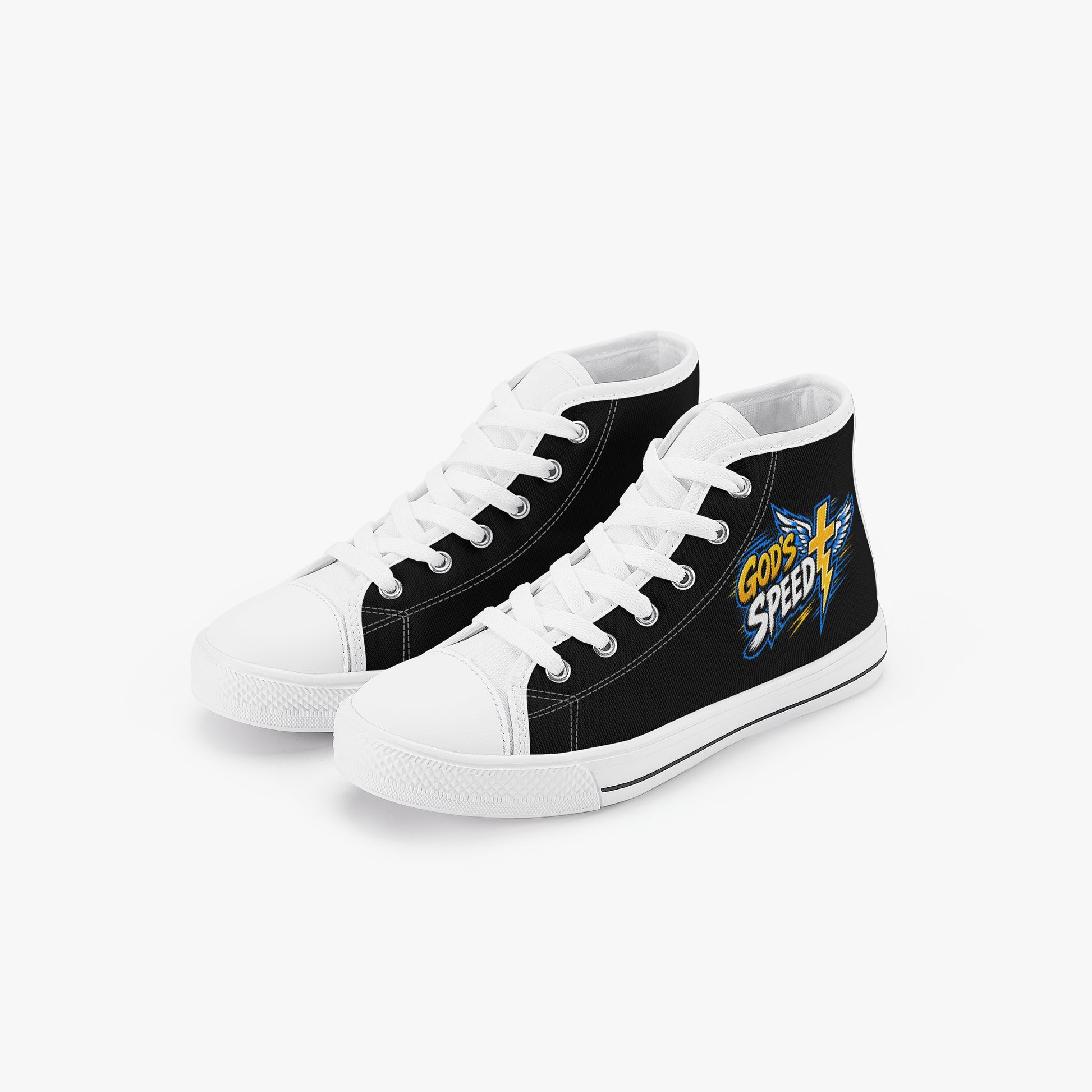 God's Speed Christian Kid’s High - Top Canvas Shoes - ClaimedbyGodDesigns