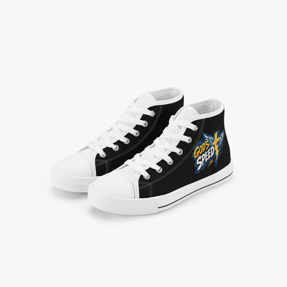 God's Speed Christian Kid’s High - Top Canvas Shoes - ClaimedbyGodDesigns