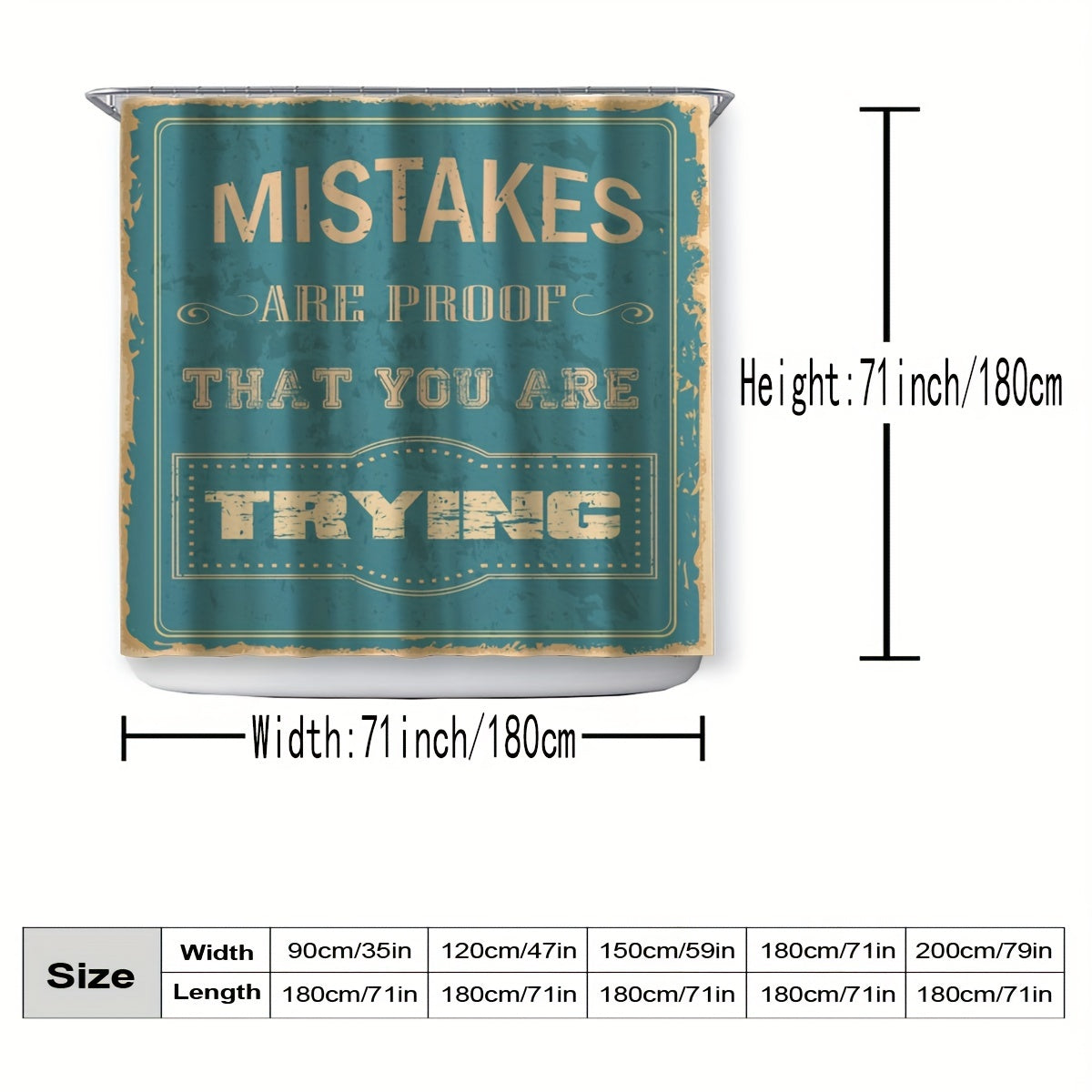 1pc Mistakes Are Proof That You Are Trying Christian Shower Curtain claimedbygoddesigns