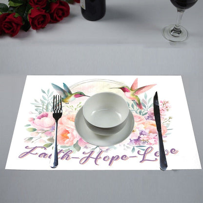 Faith Hope Love Christian Placemat 12’’ x 18’’ (Set of 6) - ClaimedbyGodDesigns